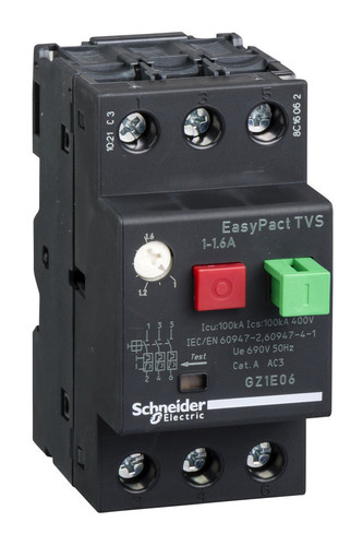 Силовой автомат для защиты двигателя Schneider Electric EasyPact TVS 1.6А 3P, термомагнитный расцепитель