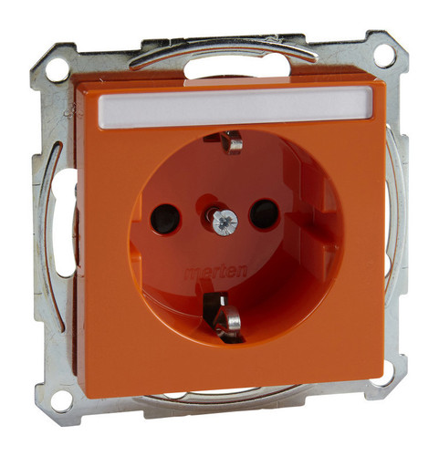 Розетка Schneider Electric MERTEN SYSTEM M, скрытый монтаж, с заземлением, со шторками, оранжевый, MTN2302-0302