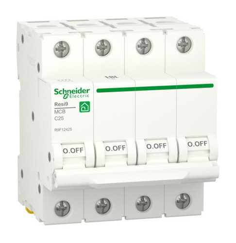 Автоматический выключатель Schneider Electric Resi9 4P 25А (C) 6кА, R9F12425