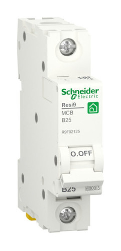 Автоматический выключатель Schneider Electric Resi9 1P 25А (B) 6кА, R9F02125