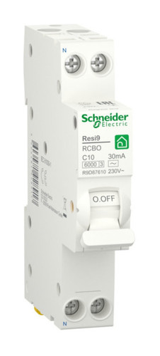 Дифавтомат Schneider Electric Resi9 1P+N 10А ( C ) 6 кА, 30 мА ( AC ), R9D87610