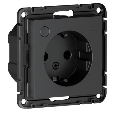 Умная розетка Systeme Electric/Sber ATLASDESIGN SMART скрытый монтаж, с заземлением, со шторками, карбон