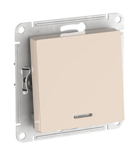 Выключатель 1-клавишный Systeme Electric ATLAS DESIGN, с подсветкой, скрытый монтаж, быстрозажимные клеммы, бежевый
