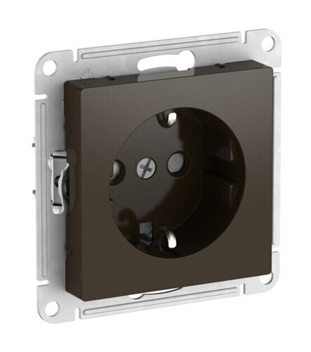 Systeme Electric AtlasDesign Мокко Розетка с заземлением со шторками, 16А, мех., быстрозажим. клем.