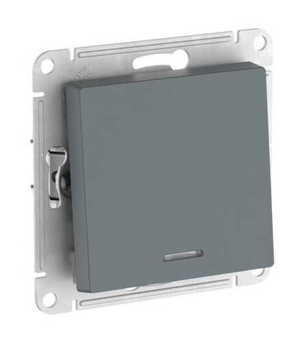 Выключатель 1-клавишный Systeme Electric ATLAS DESIGN, с подсветкой, скрытый монтаж, быстрозажимные клеммы, грифель