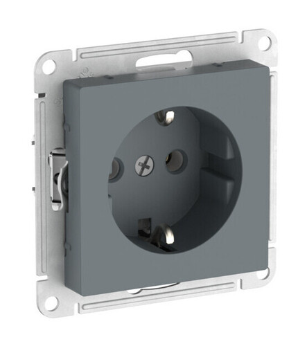 Розетка Systeme Electric ATLAS DESIGN, скрытый монтаж, с заземлением, быстрозажимные клеммы, грифель