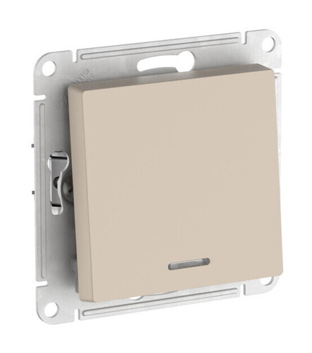 Выключатель 1-клавишный Systeme Electric ATLAS DESIGN, с подсветкой, скрытый монтаж, быстрозажимные клеммы, песочный