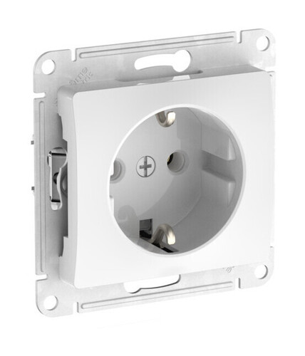 Розетка Systeme Electric GLOSSA, скрытый монтаж, с заземлением, быстрозажимные клеммы, белый