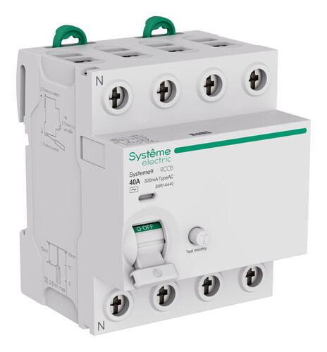Systeme Electric Systeme9 Выключатель дифференциального тока (ВДТ) 40A 4P 300мА Тип-AC 400В