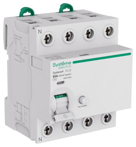 Systeme Electric Systeme9 Выключатель дифференциального тока (ВДТ) 80A 4P 100мА Тип-AC 400В