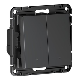 Умный выключатель двухклавишный Systeme Electric/Sber ATLASDESIGN SMART скрытый монтаж, с подсветкой, с нейтралью, карбон