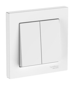 Выключатель 2-клавишный с рамкой Systeme Electric ATLAS DESIGN, скрытый монтаж, быстрозажимные клеммы, белый