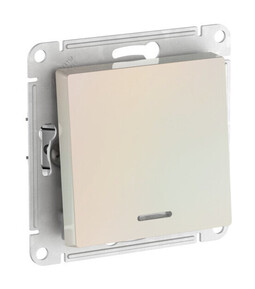 Выключатель 1-клавишный Systeme Electric ATLAS DESIGN, с подсветкой, скрытый монтаж, быстрозажимные клеммы, жемчуг