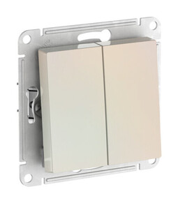 Выключатель 2-клавишный Systeme Electric ATLAS DESIGN, скрытый монтаж, быстрозажимные клеммы, жемчуг