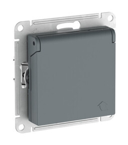 Розетка Systeme Electric ATLAS DESIGN, скрытый монтаж, с заземлением, с крышкой, со шторками, быстрозажимные клеммы, грифель