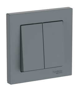 Выключатель 2-клавишный с рамкой Systeme Electric ATLAS DESIGN, скрытый монтаж, быстрозажимные клеммы, грифель