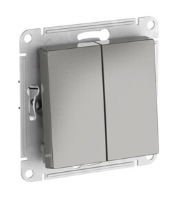 Переключатель 2-клавишный Systeme Electric ATLAS DESIGN, скрытый монтаж, быстрозажимные клеммы, сталь