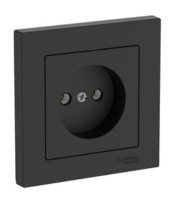 Розетка с рамкой Systeme Electric ATLASDESIGN, скрытый монтаж, без заземления, быстрозажимные клеммы, карбон