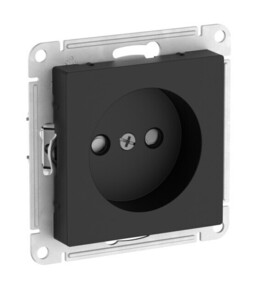 Розетка Systeme Electric ATLASDESIGN, скрытый монтаж, без заземления, со шторками, быстрозажимные клеммы, карбон