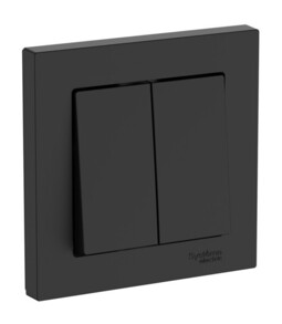 Выключатель 2-клавишный с рамкой Systeme Electric ATLAS DESIGN, скрытый монтаж, быстрозажимные клеммы, карбон