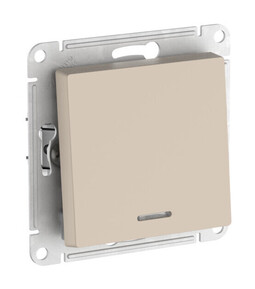 Выключатель 1-клавишный Systeme Electric ATLAS DESIGN, с подсветкой, скрытый монтаж, быстрозажимные клеммы, песочный