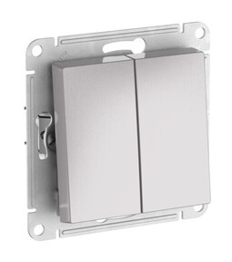 Выключатель 2-клавишный IP44 Systeme Electric ATLAS DESIGN, скрытый монтаж, быстрозажимные клеммы, алюминий