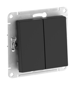 Выключатель 2-клавишный IP44 Systeme Electric ATLAS DESIGN, скрытый монтаж, быстрозажимные клеммы, карбон